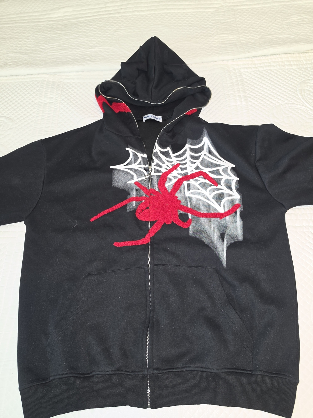 Aelfric Eden Black Hoodie with Red Spider and White Web Graphic And SPIDER LEGS